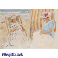 TSD3541 - Tranh sơn dầu hai phụ nữ tắm biển